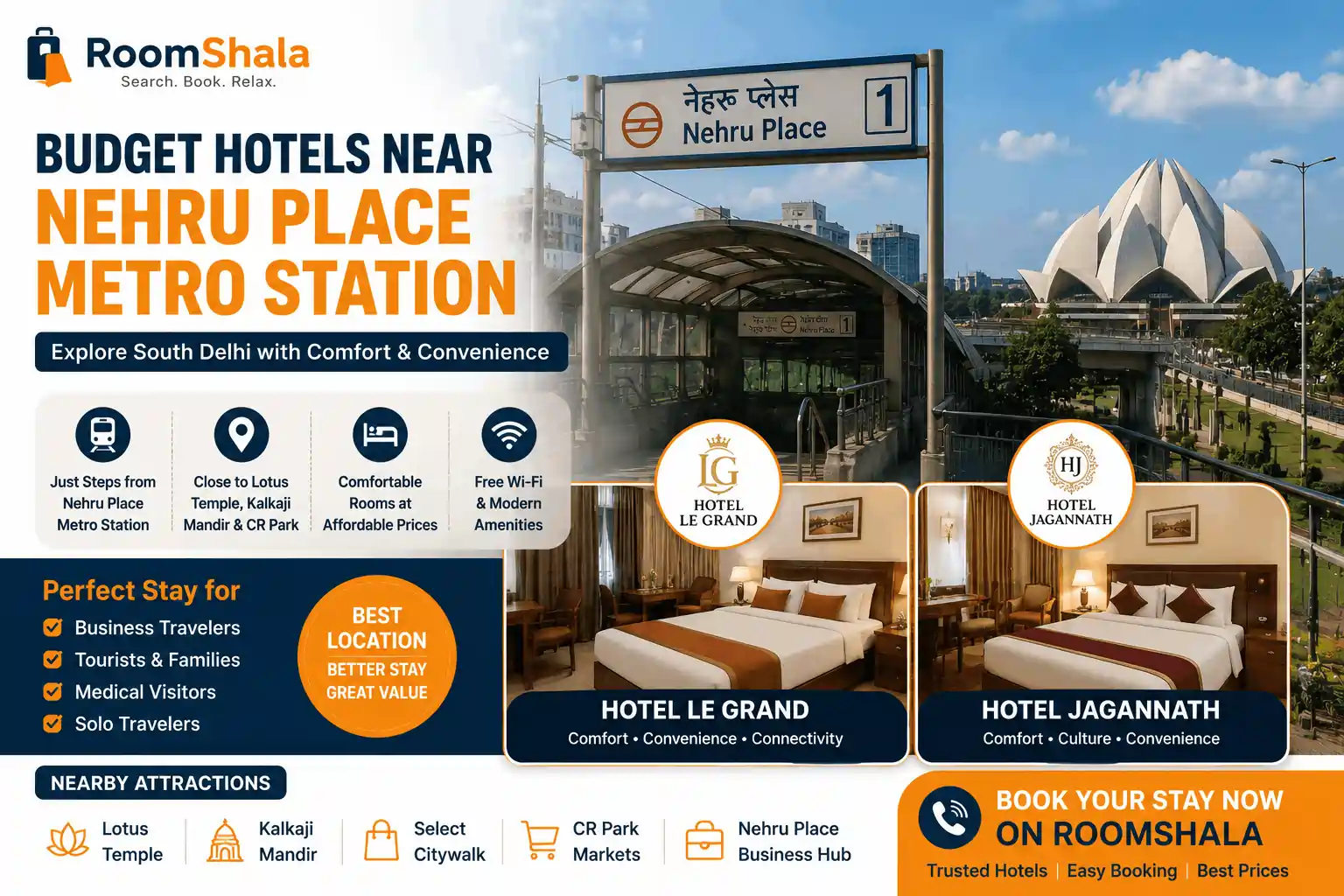 Affordable Hotels in South Delhi Near Nehru Place Metro Station